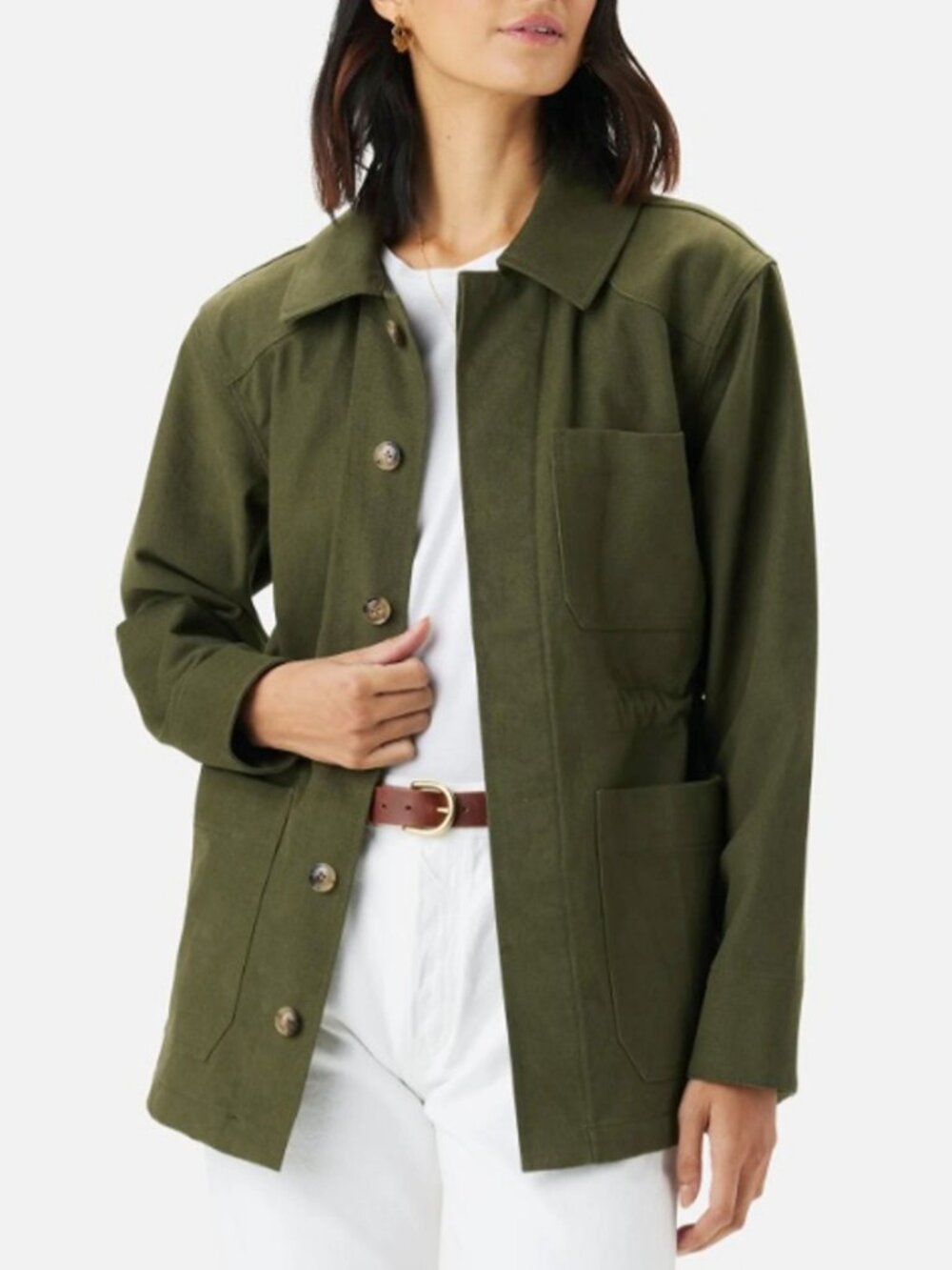 New Amour Vert Rylee Cotton Twill Utility Jacket Calla Green XS $195